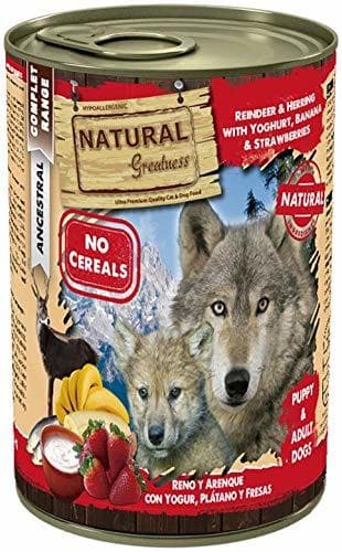 Producto Natural Greatness Comida Húmeda para Perros de Reno y Arenque con Yogur