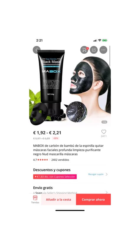 Product Mascarilla puntos negros