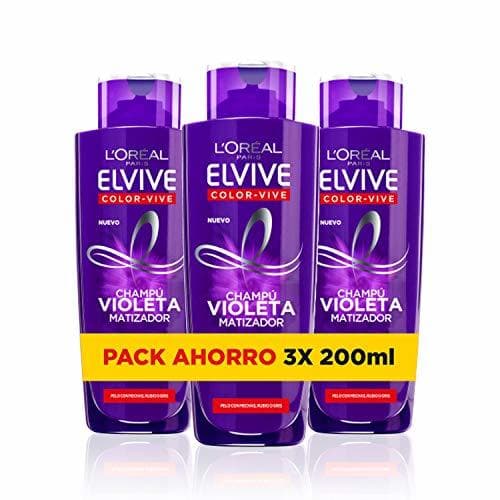 Beauty L'Oreal Paris Elvive Color Vive, Champú Violeta Matizador - pack de 3