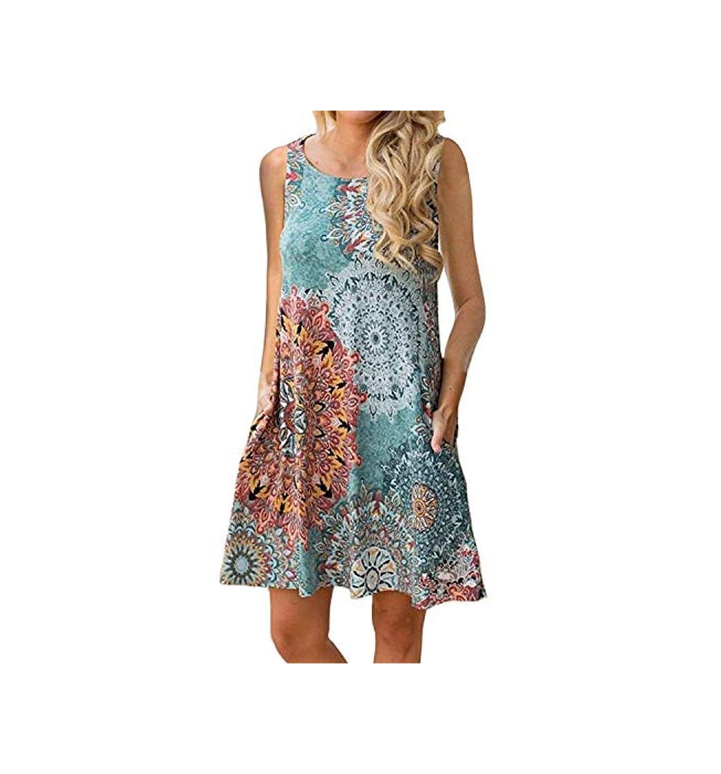 Product Abravo Mujer Vestido Estampado Floral sin Mangas Vestido Casual Corto Playa con