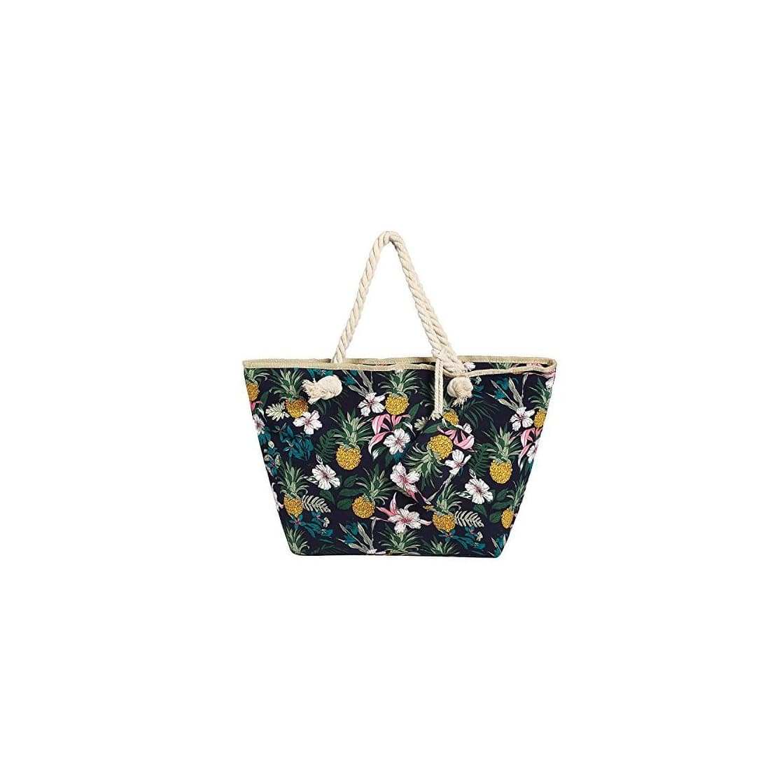 Producto Bolso de Playa Grande Impermeable con Cremallera Bolso de Hombro Flores y