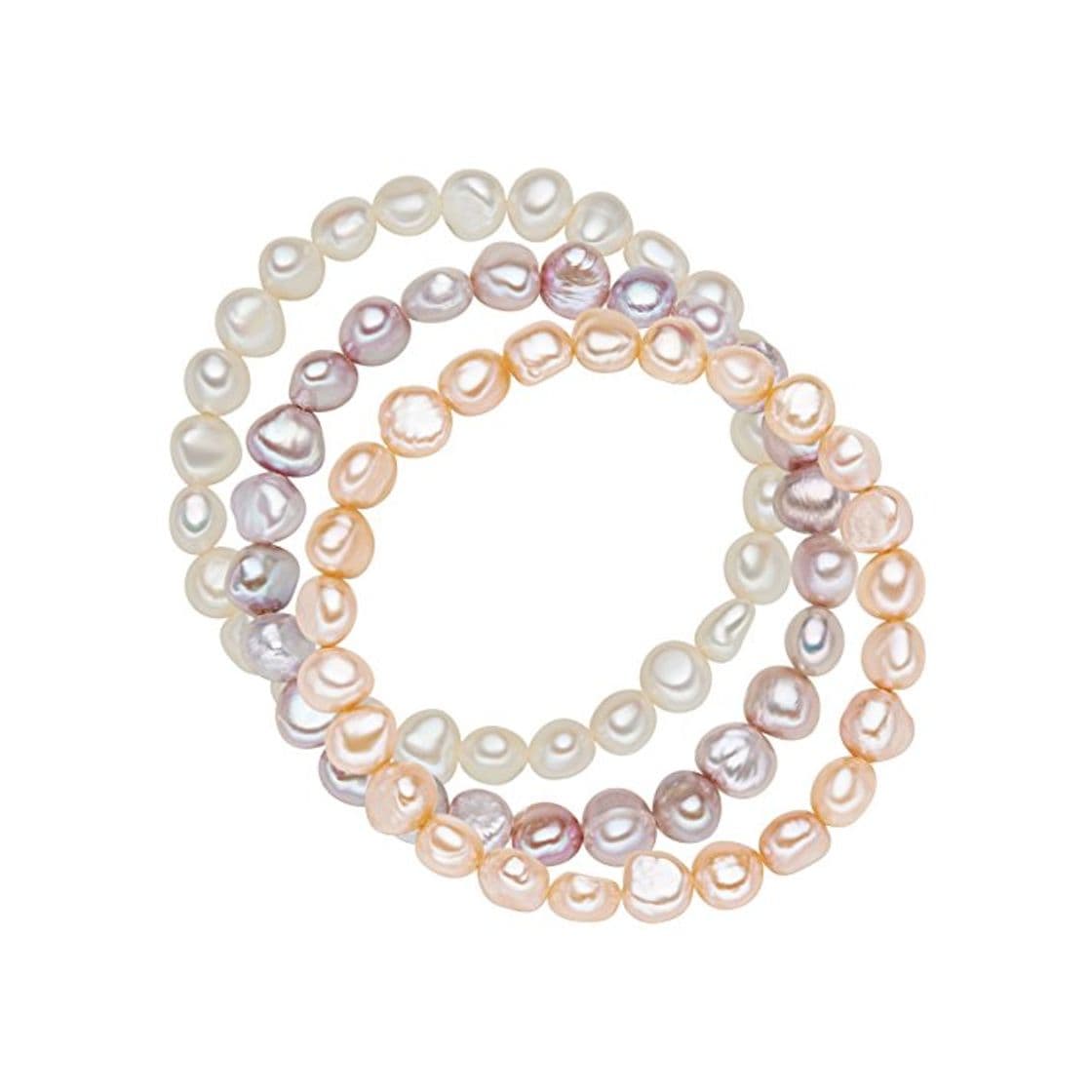 Product Valero Pearls Juego de 3 Pulseras Perlas de agua dulce Blanco Albaricoque