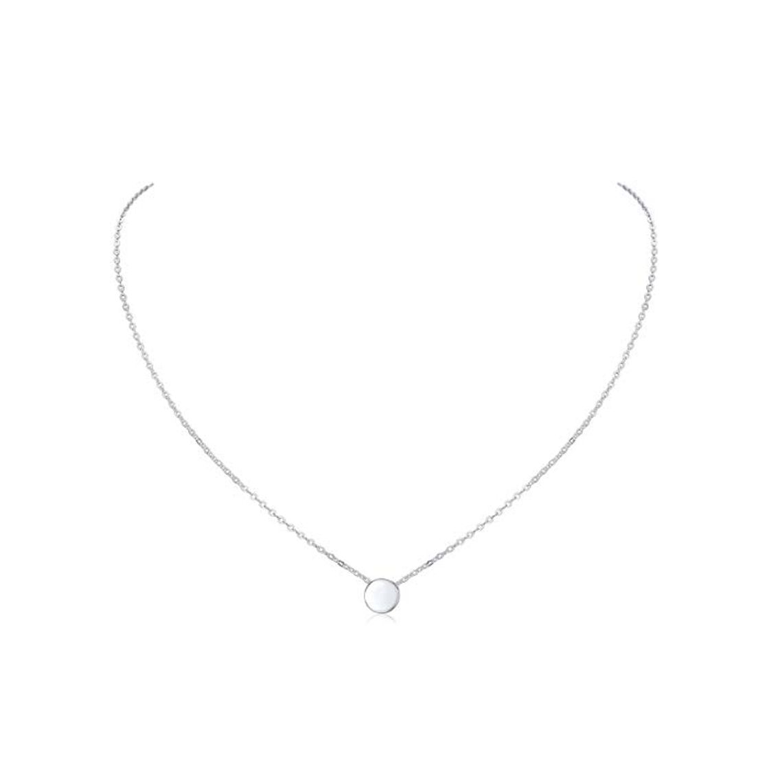 Product ChicSilver Colgante Redondo Pequeño Plata de Ley 925 Platino Collar Cadena Eslabones Redondos Extensible Joyería De Moda para Mujeres