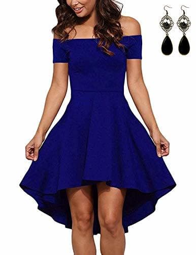 Producto MODETREND Mujer Elegante Vestidos Dobladillo Irregular de Shoulder Off Manga Corta Vestidos