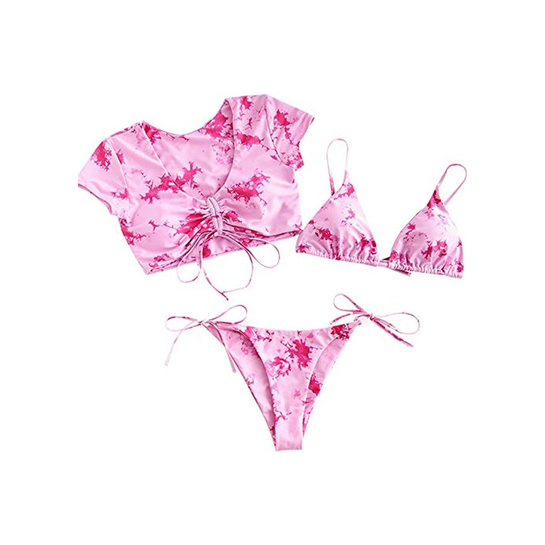 Product ZAFUL Mujer Bikini Conjunto, Copa Triangular de Encaje con Estampado Tie Dye