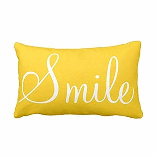 Product Cosanter Funda de Almohada Letra Rectangular Amarillo Carta Impreso Algodón Cáñamo Cojín