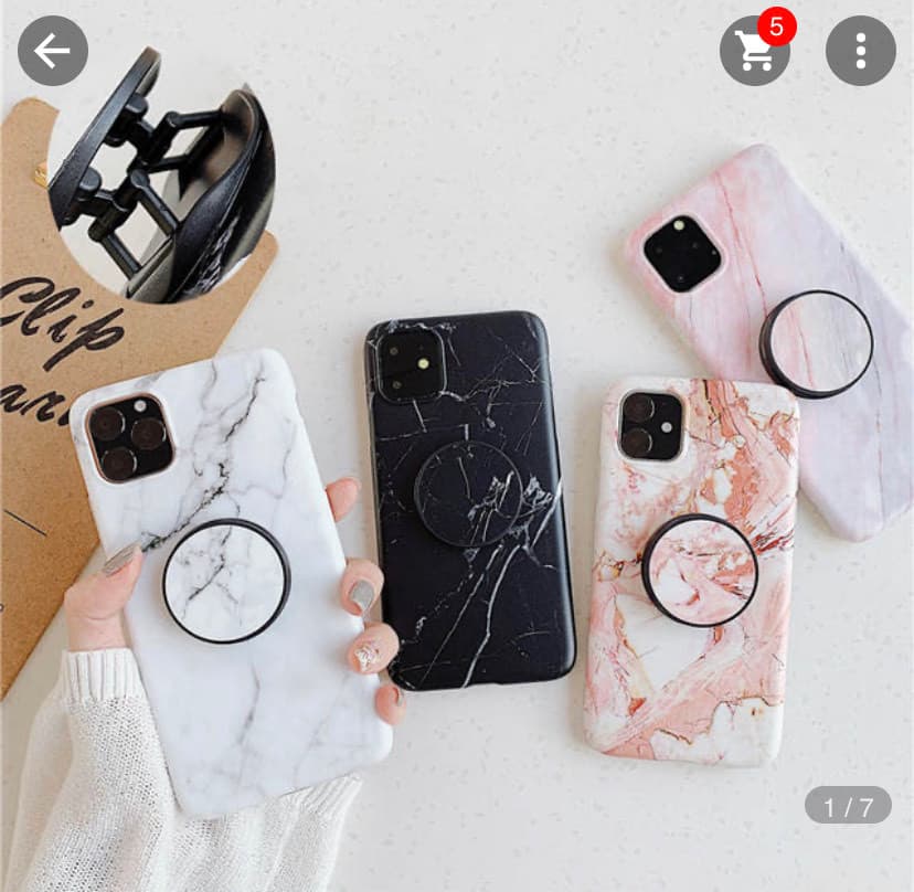 Fashion Funda mármol silicona + popsocket 