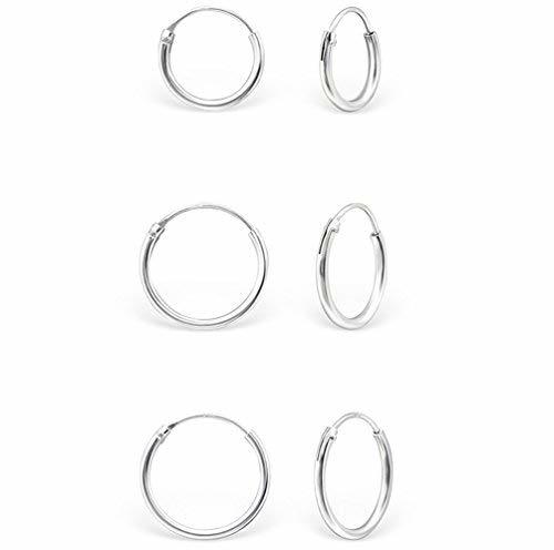 Moda DTP Silver - Conjunto de 3 pares de Pendientes de Aro -