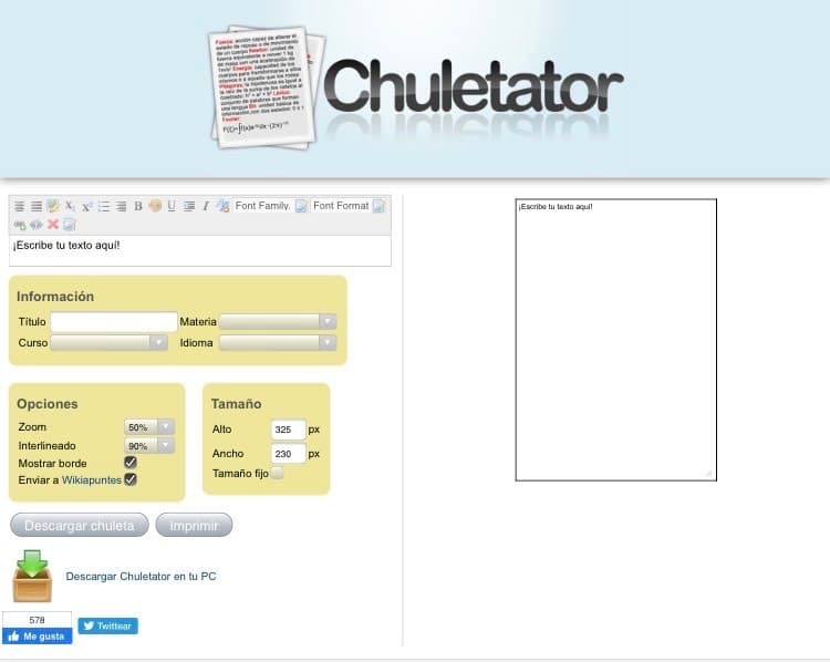 App Chuletator | Crea tus chuletas online