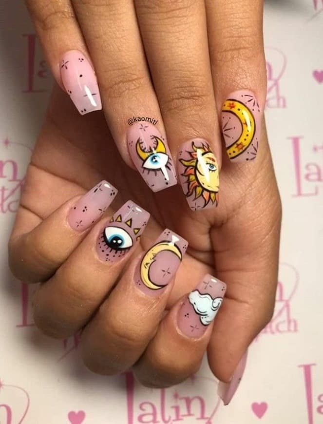 Fashion uñas rosas dibujos 