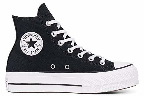 Fashion Converse Chuck Taylor CTAS Lift Hi, Zapatillas para Mujer, Negro