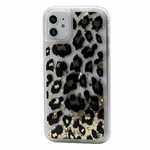 Place Keyihan Funda para iPhone 11 para niñas Patrón de Leopardo Lentejuelas de