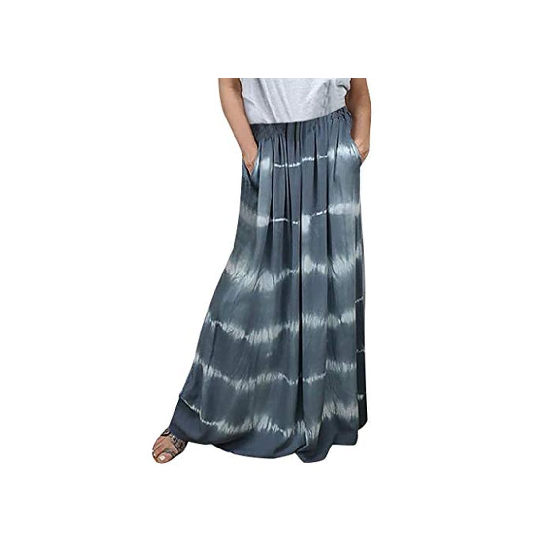 Fashion Sylar Falda Larga Maxi Falda Plisada Mujer Tie Dye Vintage Falda A