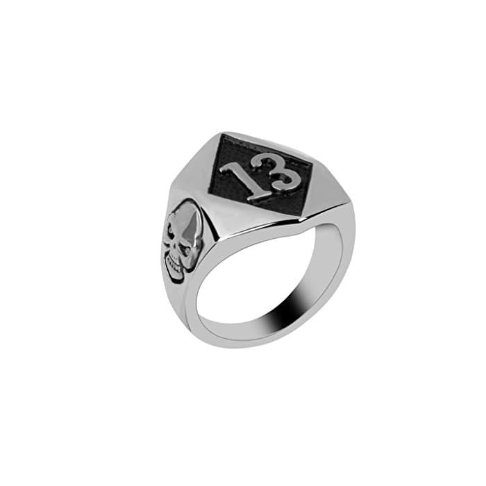 Moda Anillo de Calavera Motocicleta Acero Inoxidable Punky Figura 13 Plateada para Hombre