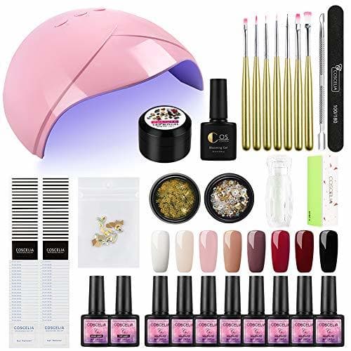 Product Esmalte Semipermanente para Uñas 8pcs Kit Uñas de Gel Pintauñas Lámpara Secadora