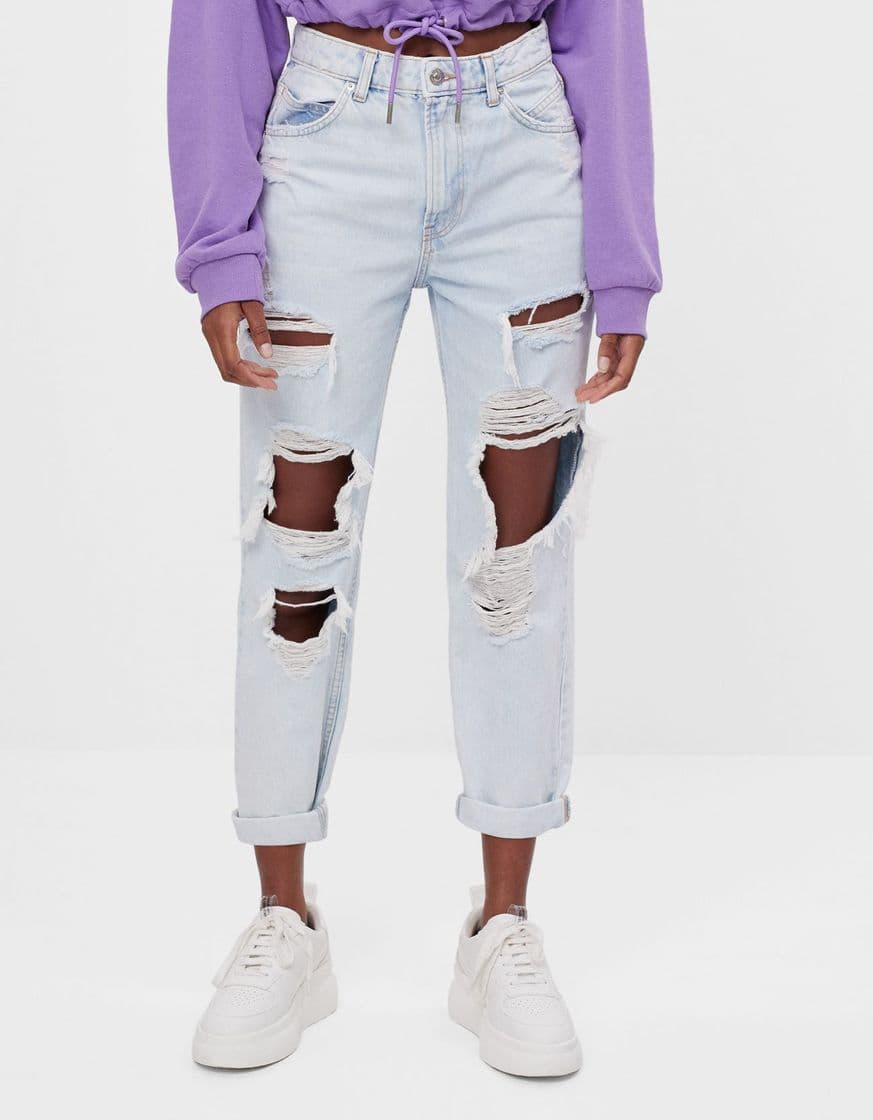 Fashion Ripped mom jeans