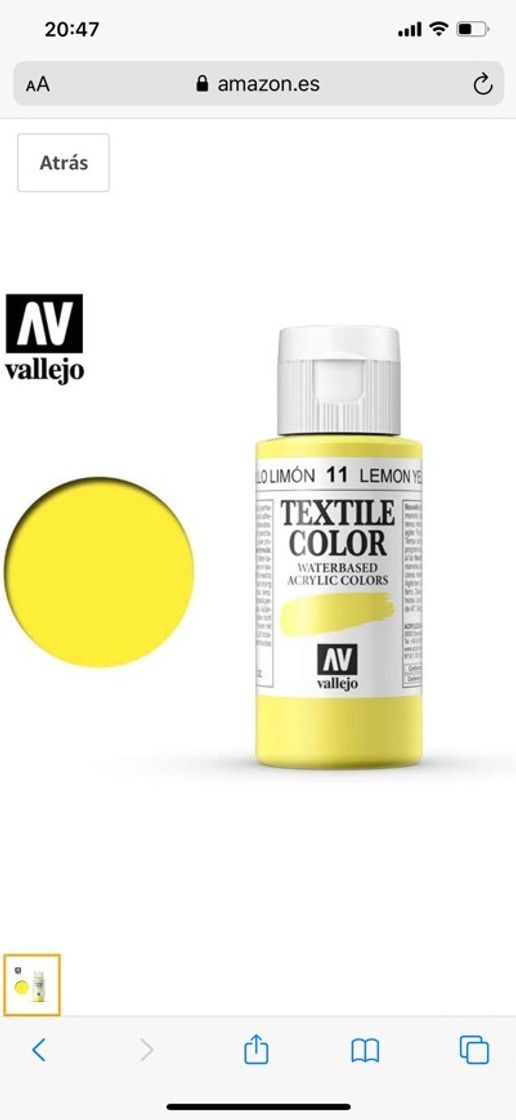 Fashion PINTURA VALLEJO AMARILLO LIMÓN 