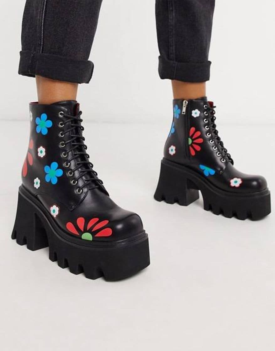 Product Botas de tacón con estampado floral negro👌