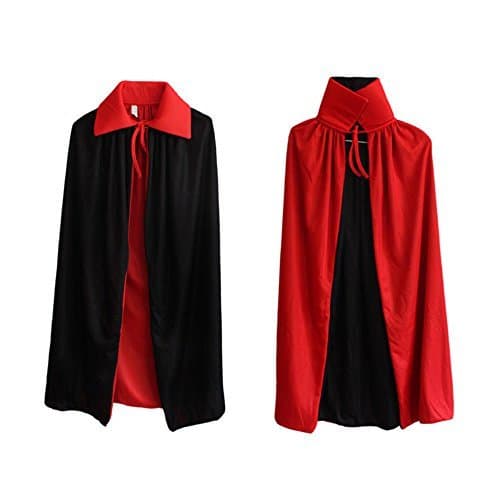 Place Ecloud Shop® Negro Rojo Vestido Reversible Goth Devil Pirate Vampire Demon Cloak