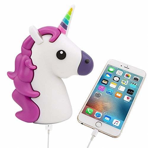 Electrónica UBMSA Cargador unicornio Emoji Powerbank 2600mAh cargador de batería externa unicornio morado