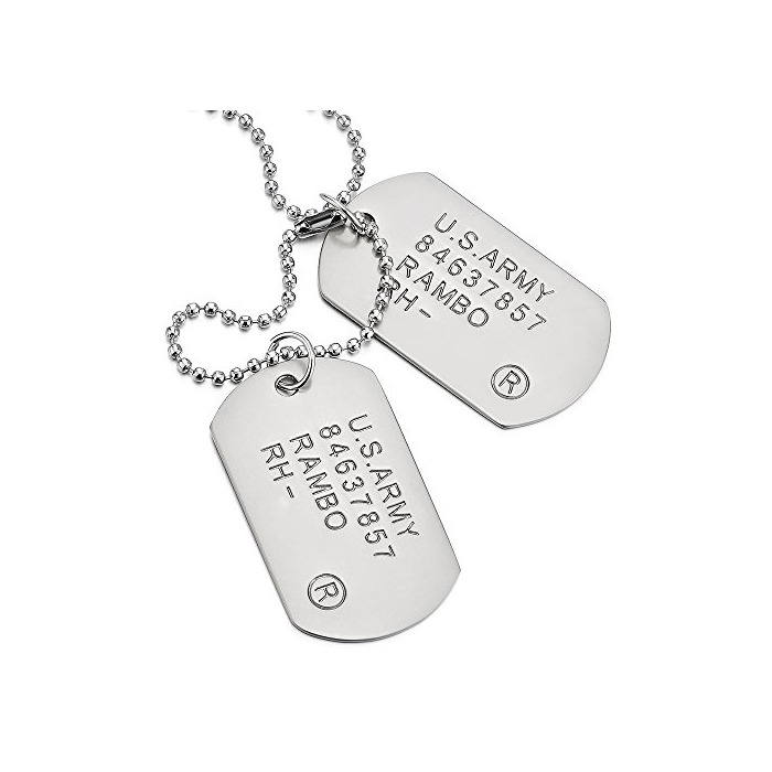 Fashion COOLSTEELANDBEYOND Satinado Dos Piezas Militar Ejército Dog Tag