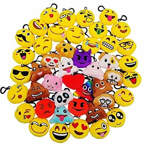 Product JZK 45pcs Mini Juguete de Peluche, Emoji Llavero emoticonos Llavero emoción para