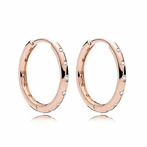 Moda Plata de ley 925 Aro Aretes, Oro rosa Chapado Aretes con Cúbico