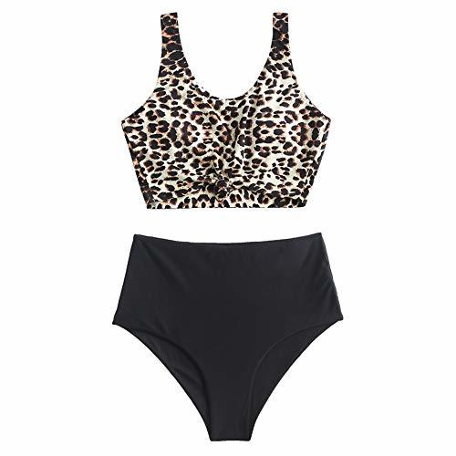 Product ZAFUL Tankini Set con Relleno Estampado Leopardo High Cut Braguita para Mujer