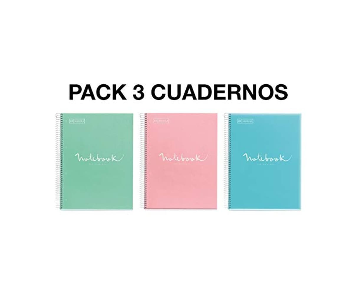 Product MIQUELRIUS - Pack 3 Cuadernos A4 Cuadriculados Emotions - Espiral Microperforado