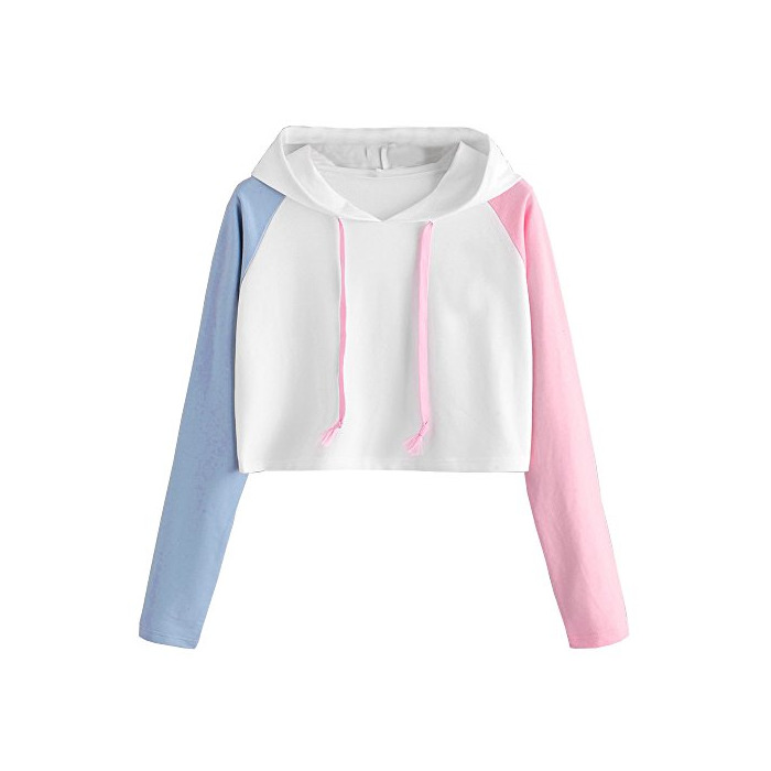 Moda Fossen Tumblr Sudadera con Capucha Cortas para Mujer Adolescentes Chicas S Rosa