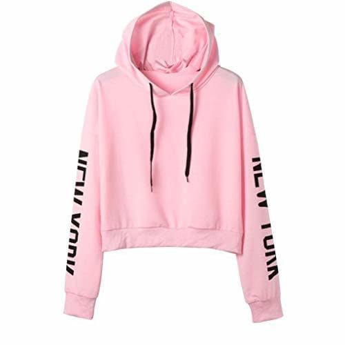 Fashion Mujer Sudaderas Cortas, K-youth® Letras Mujer Sudaderas Con Capucha Manga Larga Sudaderas