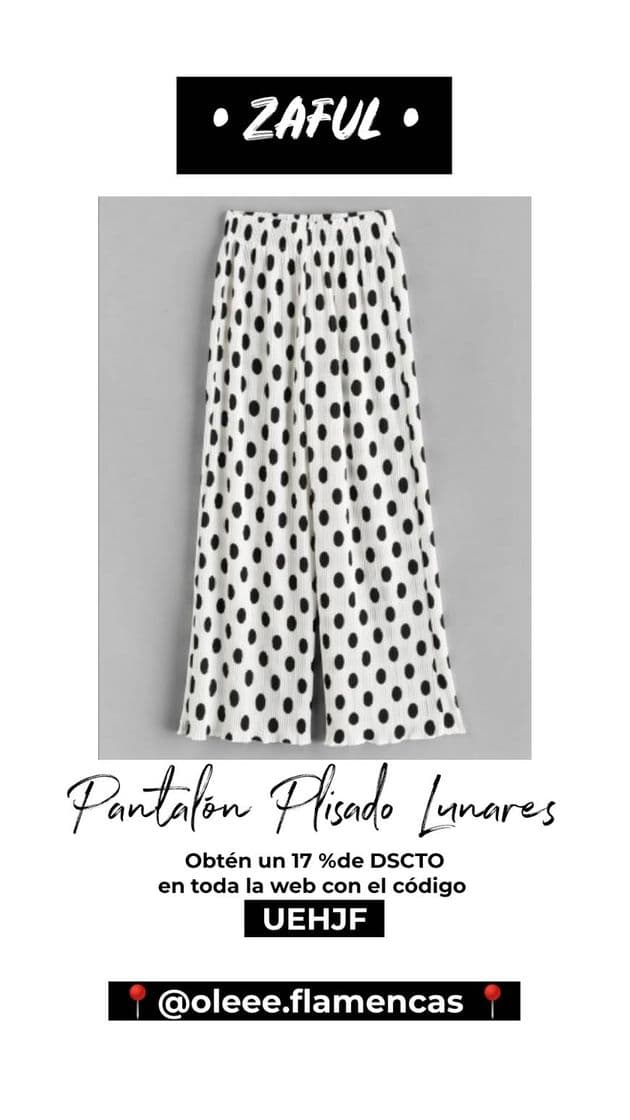 Fashion Pantalón Plisado Lunares