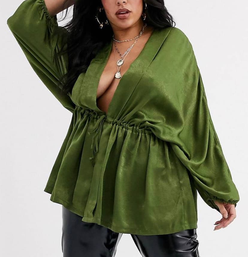 Moda Blusa kimono verde 