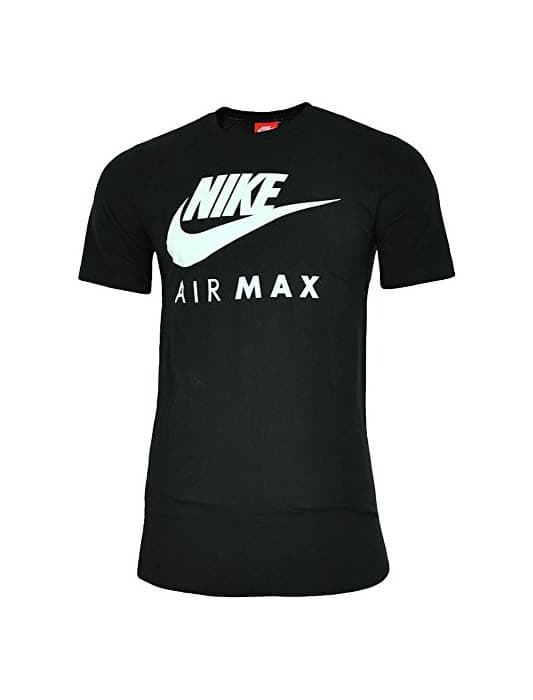 Fashion Nike Air MAX tee Hombre Camiseta Algodón T-Shirt Deportiva Fitness Negro/Blanco, Tamaño