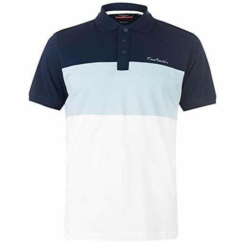 Moda Pierre Cardin Hombre 100% Algodón Polo de Rayas Pique con Bordado de