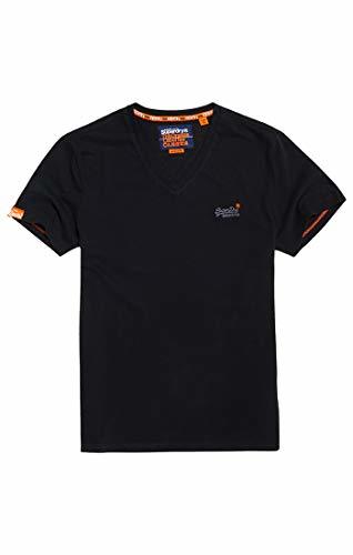 Moda Superdry O L Vintage Emb S/s Vee tee Camiseta de Tirantes, Negro