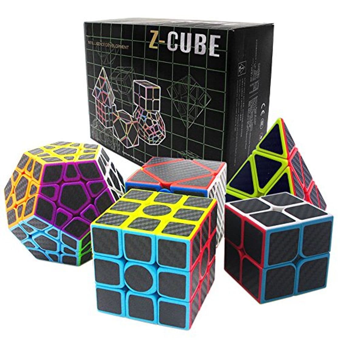 Product Fibra del Carbón Cubo mágico cajas de regalo Set 2x2x2，3x3x3，Meganminx ，Skewb ，