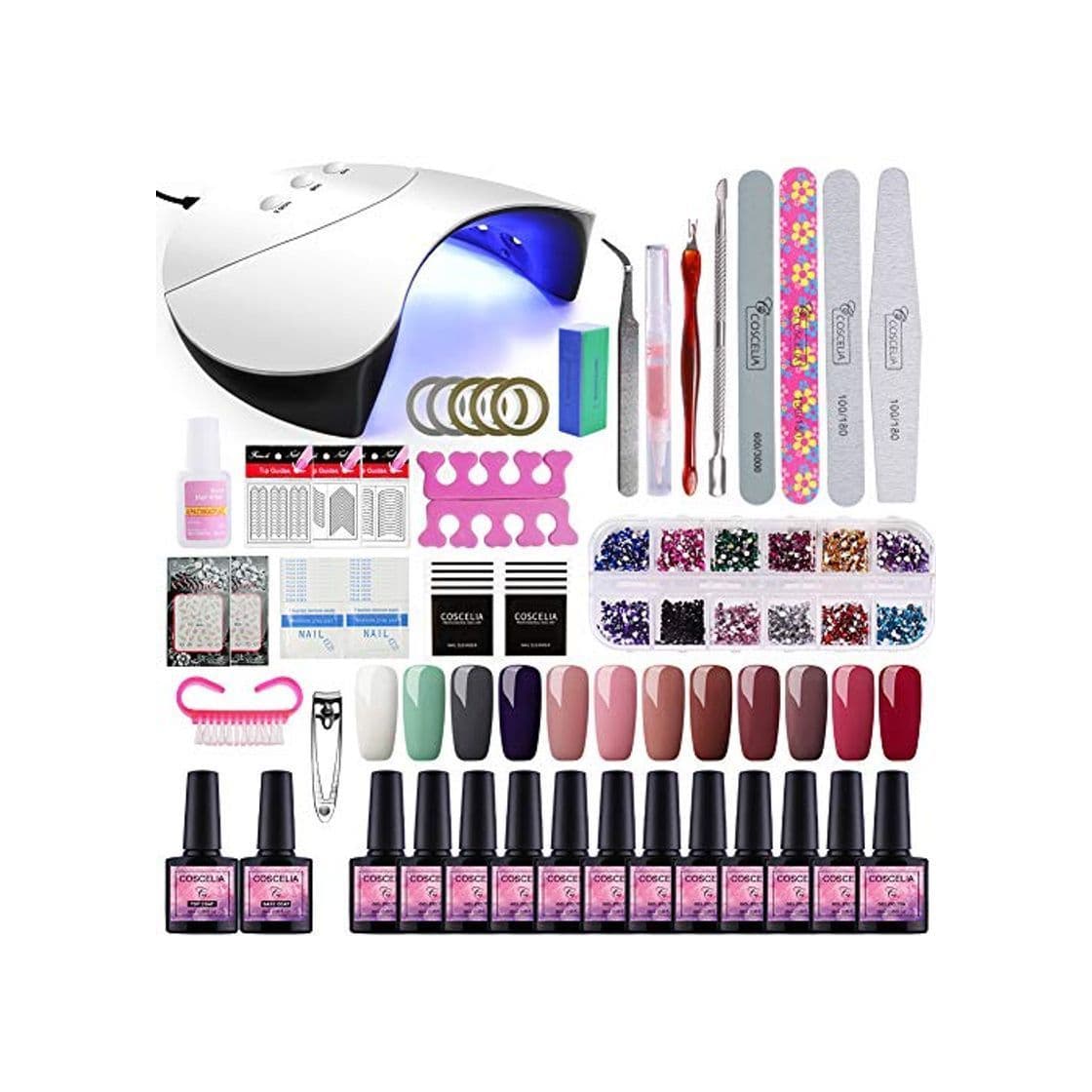 Beauty Saint-Acior 36W USB Lámpara Secador de Uñas 12PCS Esmalte Semipermanente Kit Uñas