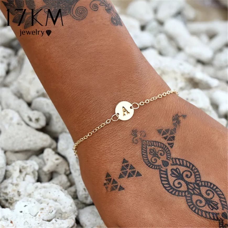 Producto Pulsera o tobillera con la letra que quieras en dorado 