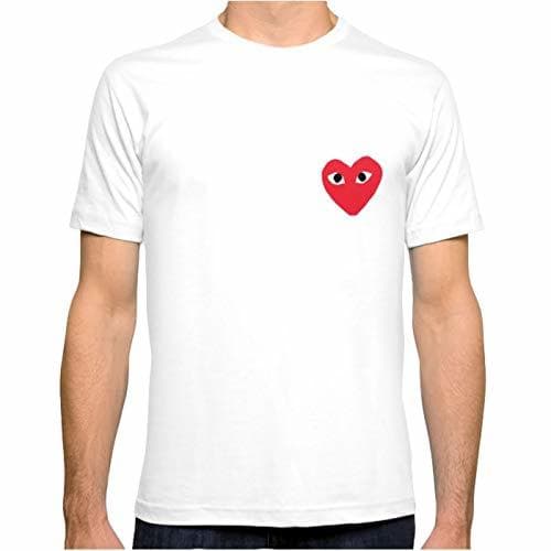 Moda ZSHOOCL Hombre Comme Des Garcons Play interessante Camiseta XXXL White