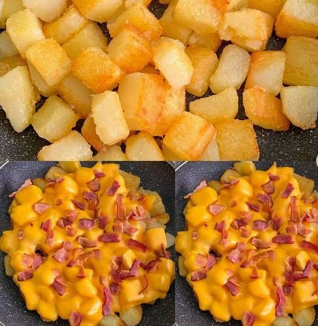 Moda Batata frita com queijo e bacon