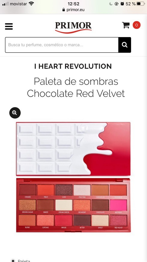 Moda PALETA SOMBRAS RED VELVET