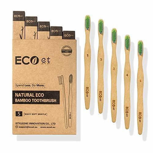 Beauty ECOet Cepillos de Dientes de Bambú con Cerdas Suaves para Adultos