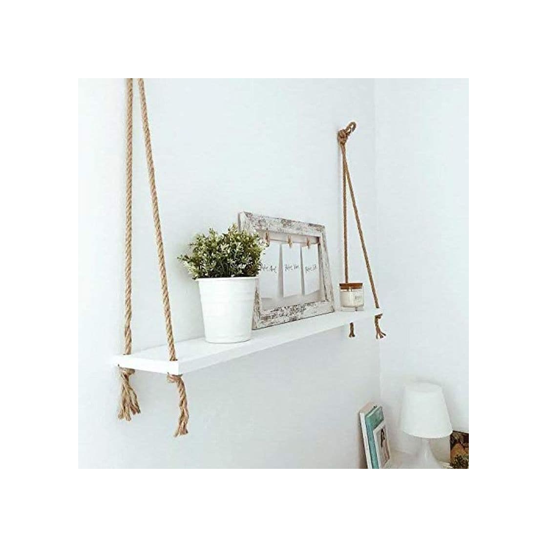 Product Hannun Estantería de Pared Ashanti de Madera y Cuerdas de Cáñamo/Estantería de