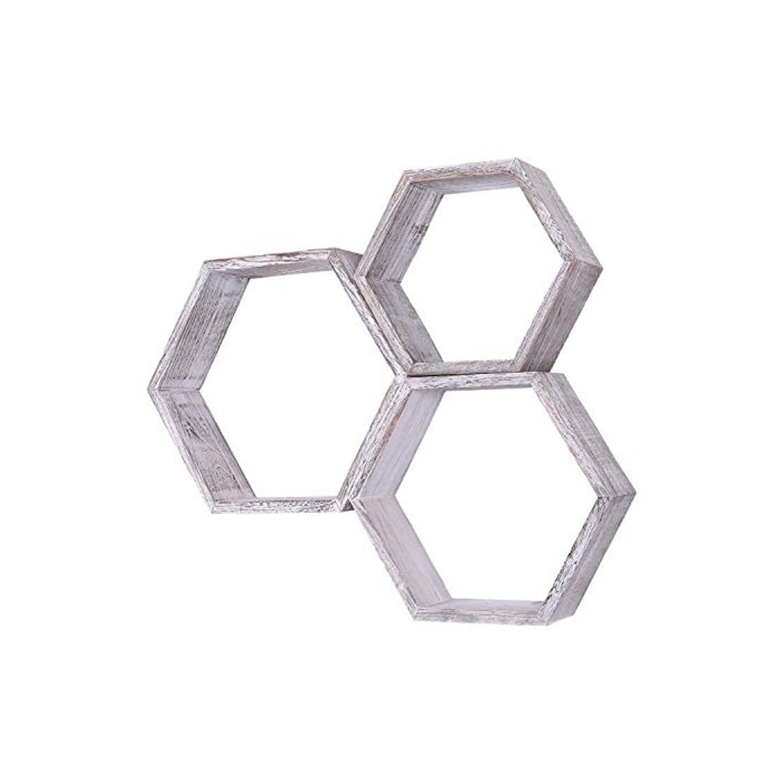 Home Comfify Estantes Flotantes Hexagonales Montados en Pared Rústicos Blancos - Juego de