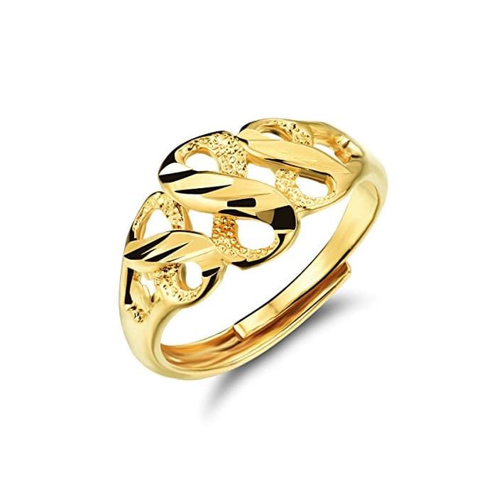 Moda FJYOURIA - Anillo de oro de 18 quilates para mujer