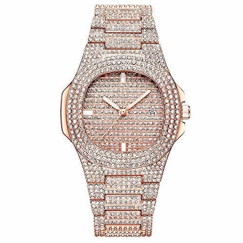 Moda Reloj Analógico Mujer, Reloj de Cuarzo de Acero con Diamantes de imitación