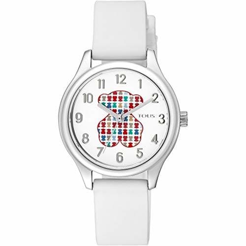 Moda Reloj Tous 900350235 Tartan Kids de Acero con Correa de Silicona Blanca