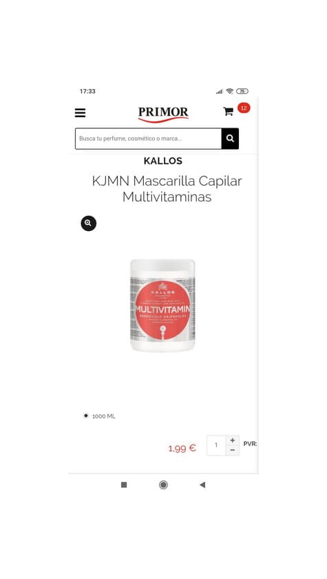 Product Mascarilla capilar Kallos