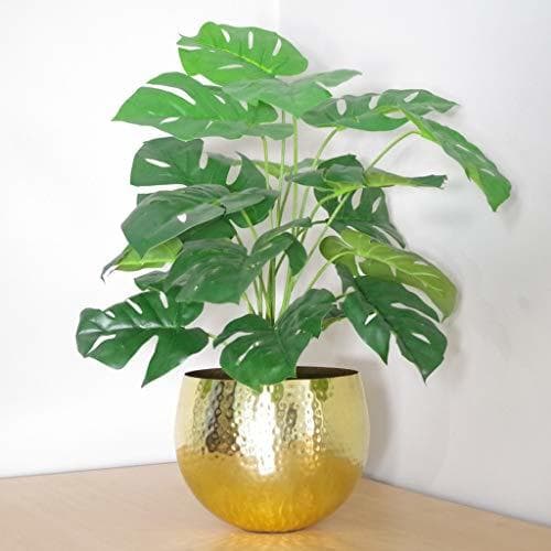 Elemento de la categoría hogar Leaf Planta Artificial de Monstera con Maceta de Metal Dorado